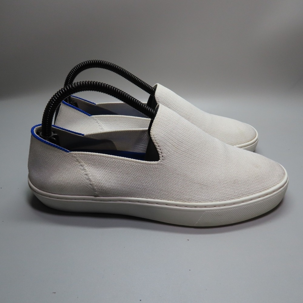 Slip-On Canvas Sneakers in White with Blue Trim